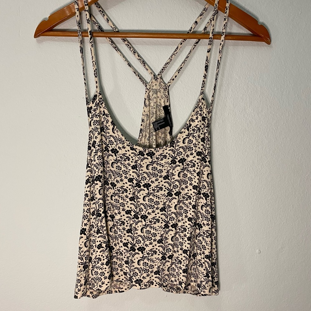 Forever 21 Beige & Black Strap Crop Top